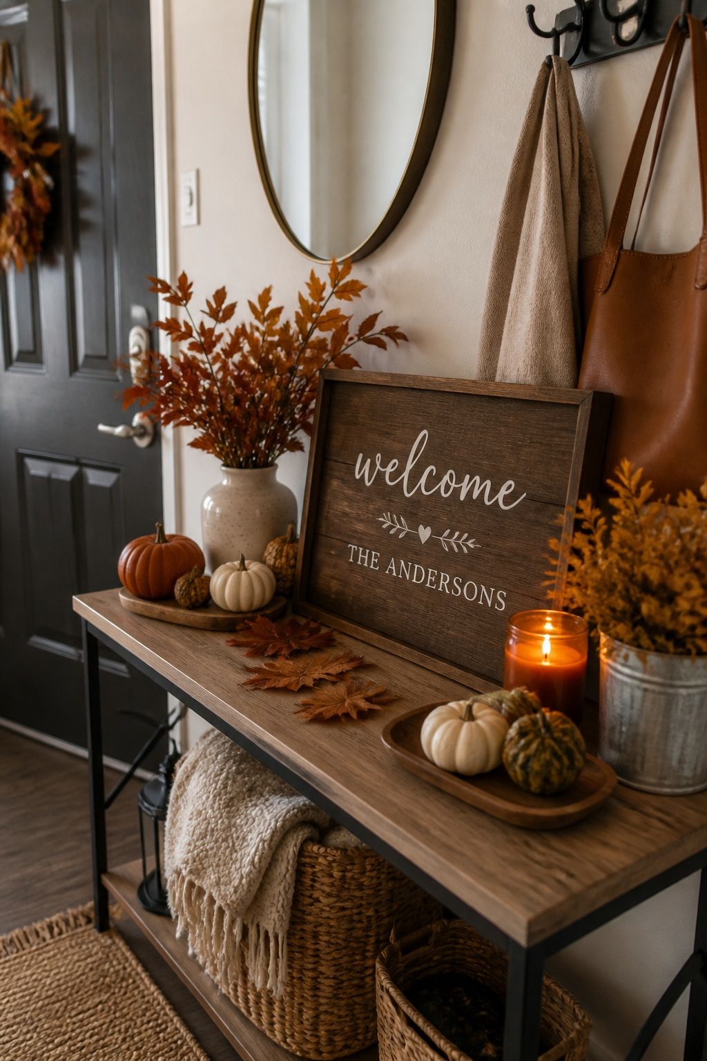 Custom Welcome Sign With Family Name small apartment idea for Top 18 Unique Thanksgiving Decor Ideas for Small Apartments.