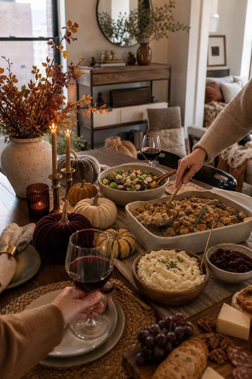 Mix With Friendsgiving Hosting Bridge the Two small apartment idea for Top 18 Unique Thanksgiving Decor Ideas for Small Apartments.