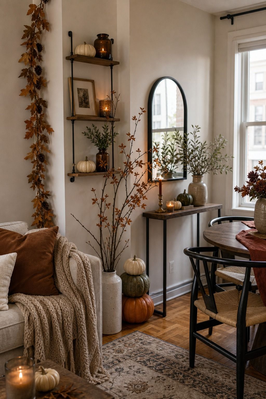 Apartment Scaled Thanksgiving Setup Vertical Decor small apartment idea for Top 18 Unique Thanksgiving Decor Ideas for Small Apartments.