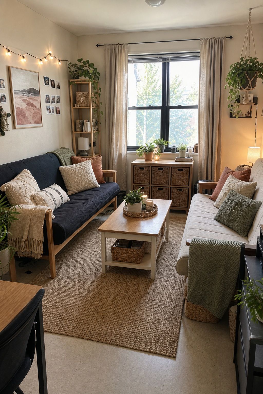 Coordinate the Whole Room With Roommates small apartment idea for Top 19 Best College Dorm Living Room Ideas on a Budget.