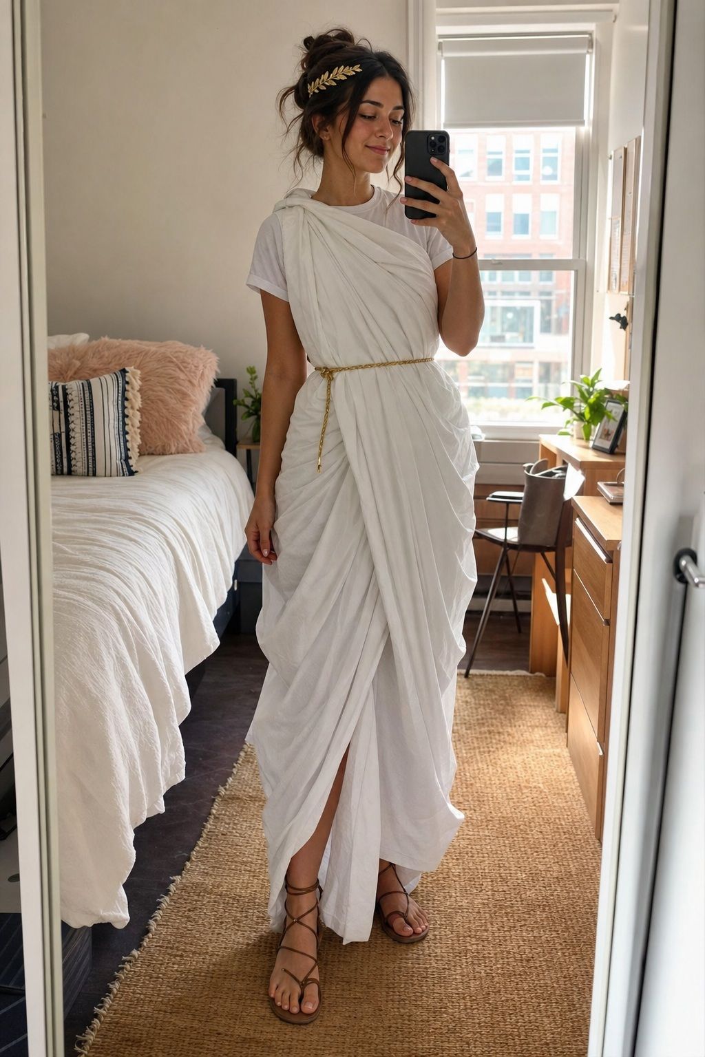 A Greek God or Goddess in a Bedsheet small apartment idea for Top 19 College Halloween Costume Ideas That Are Cheap and Easy.