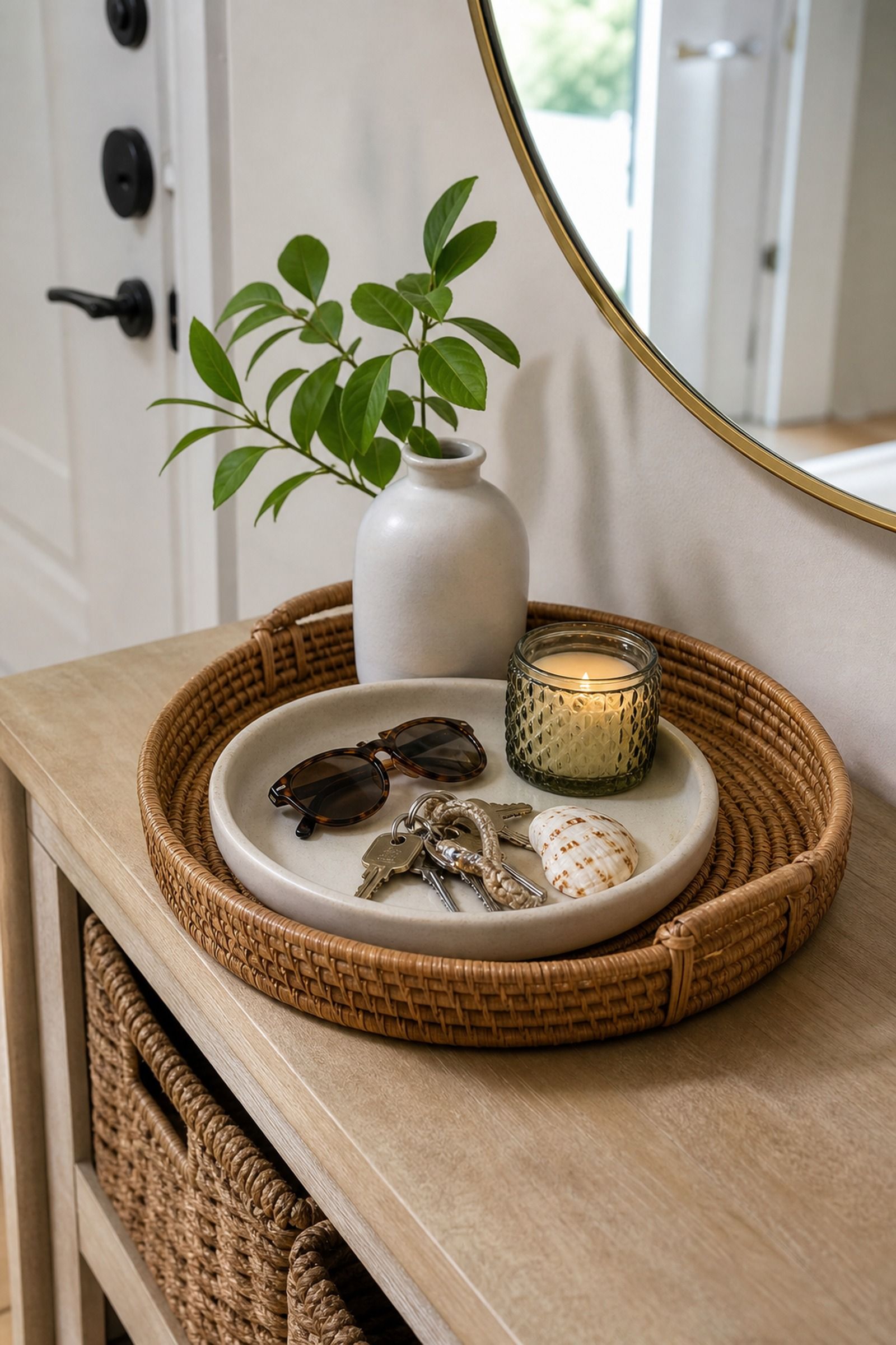Layered Decorative Trays small apartment idea for Top 18 Entryway Summer Decor Ideas for Apartments.