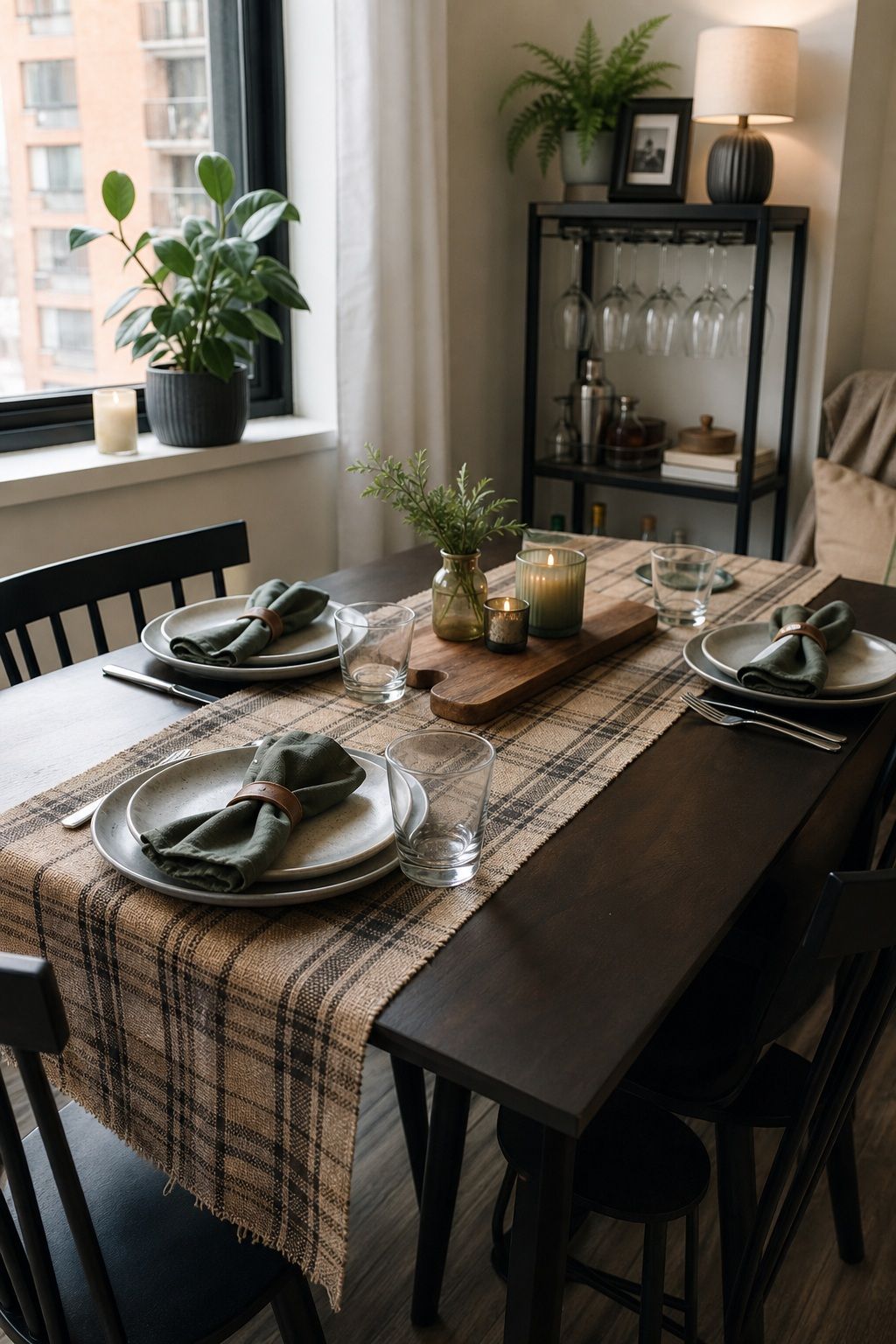 Start With a Burlap or Plaid Table Runner small apartment idea for Top 17 Father's Day Decoration Ideas for a Celebration He'll Love.