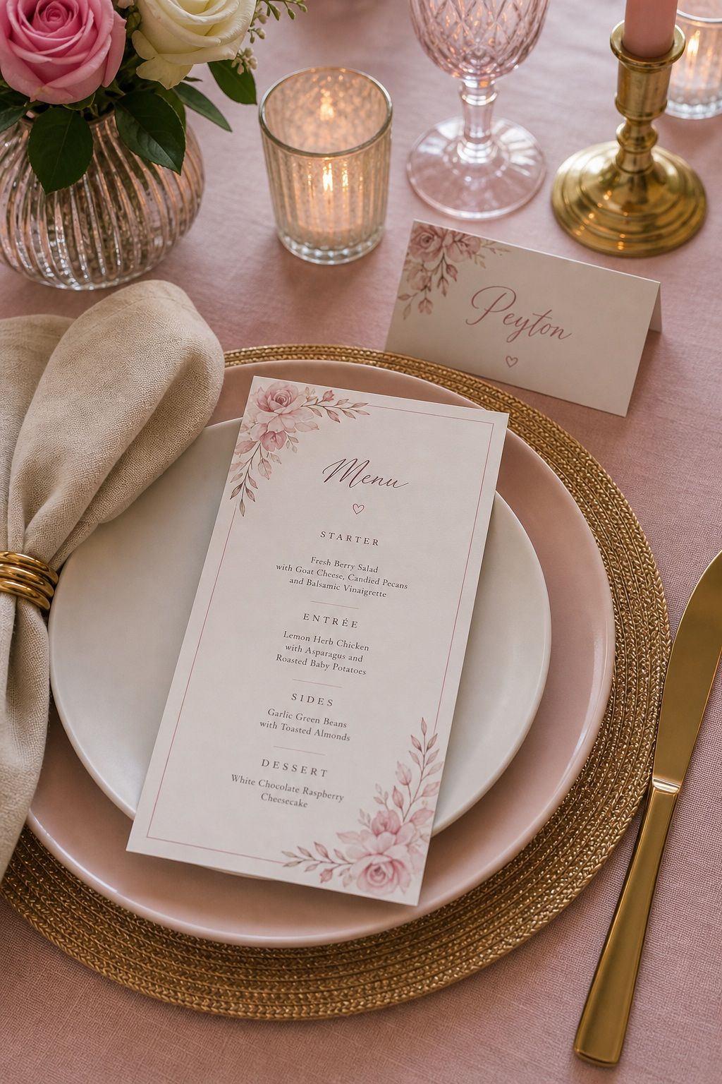 Printable Place Cards and Menu Cards small apartment idea for Top 17 Galentine’s Party Table Decor That Sets the Mood for Small Apartments.