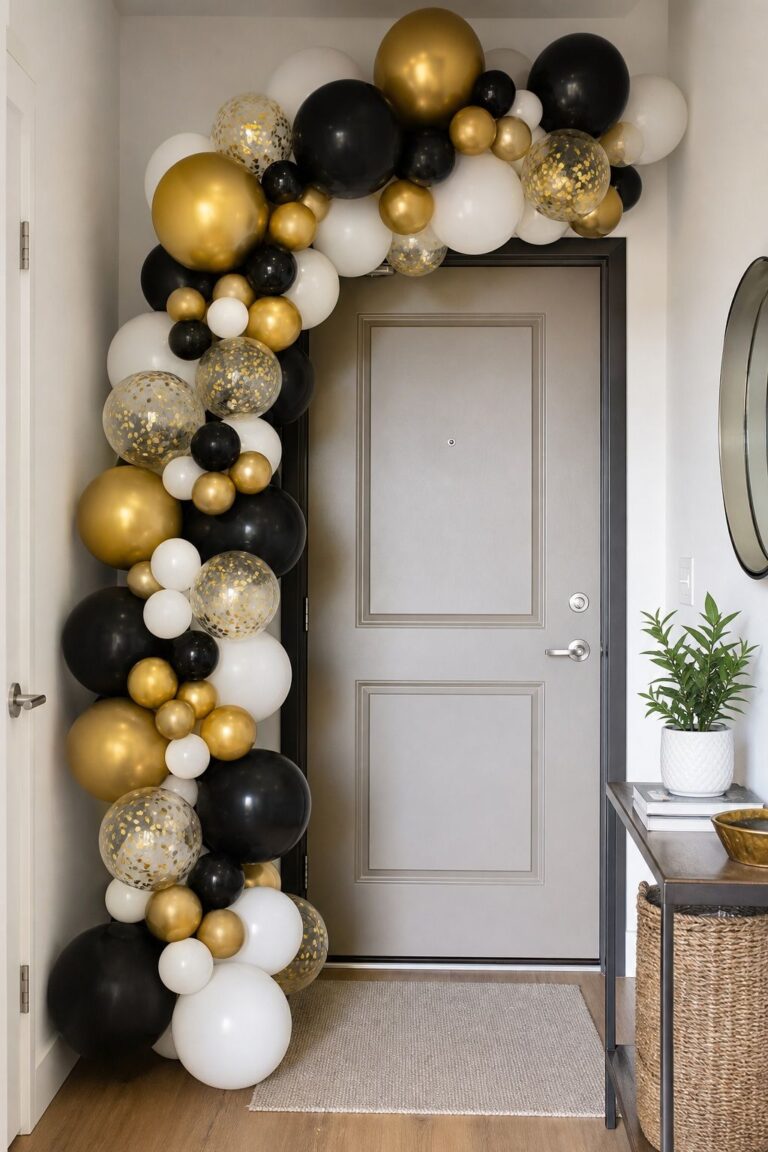 Classic Half-Arch at the Entry Door small apartment idea for Top 17 Creative Graduation Balloon Decorations to Lift Your Party.