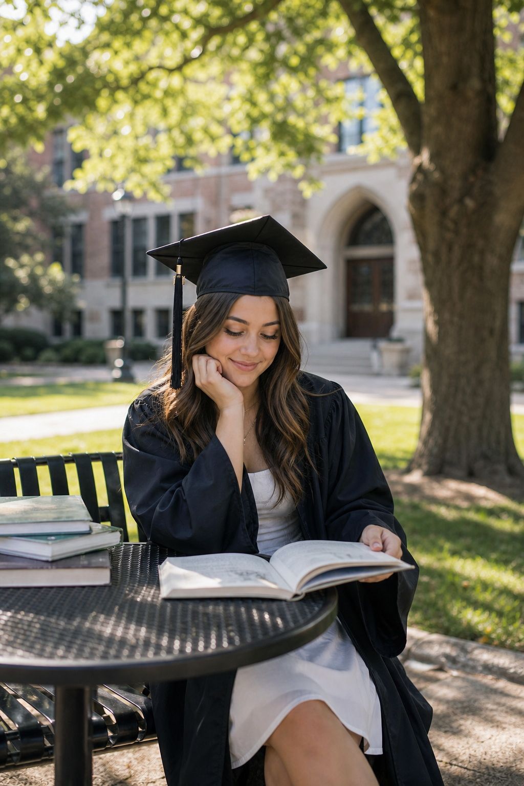 Return to a Personal Meaningful Spot on Campus small apartment idea for Top 18 Best Graduation Shoot Ideas.