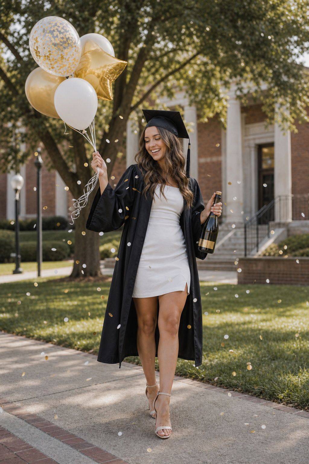 Bring Balloons, Confetti, or Champagne for Celebratory Energy small apartment idea for Top 18 Best Graduation Shoot Ideas.