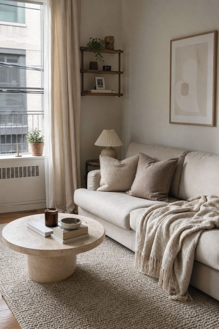 Choose a Soft Neutral Palette small apartment idea for Top 17 Minimalist Living Room Zen Home Decor Ideas for Small Apartments.