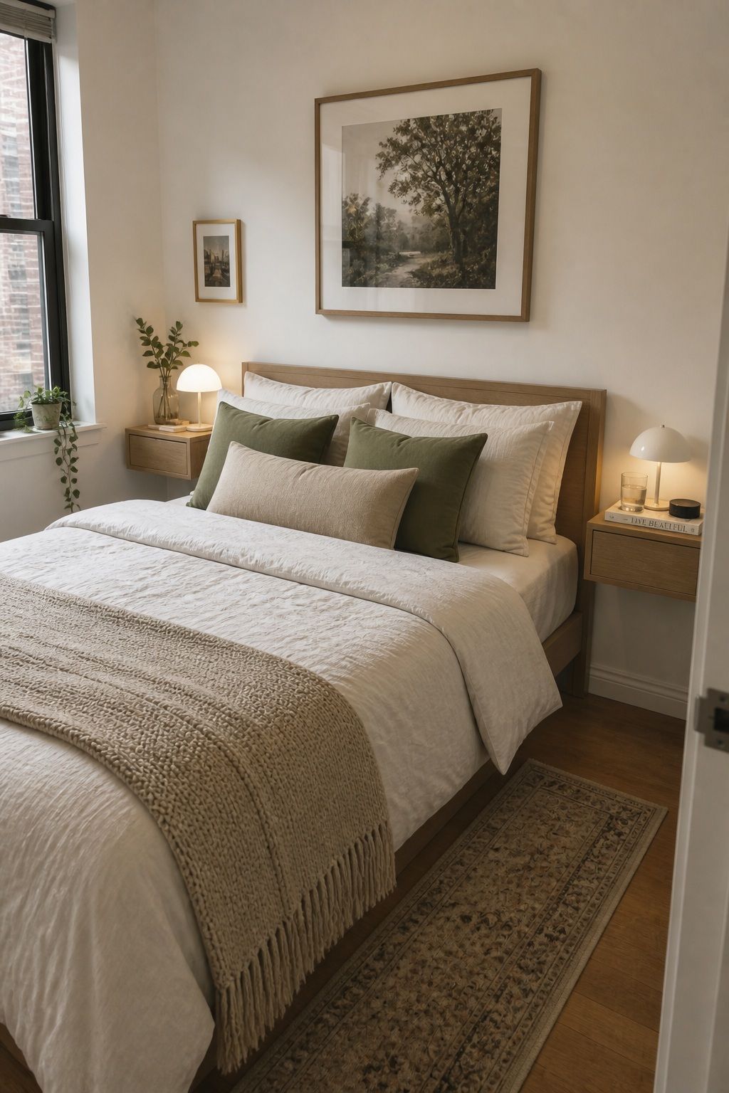 Floating Wall-Mounted Nightstands small apartment idea for Top 18 Small Apartment Bedroom Ideas for a Space That Actually Feels Big.