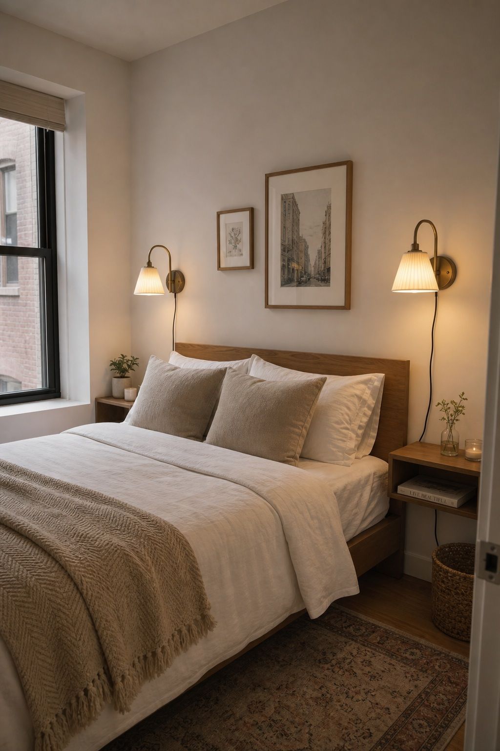 Wall-Mounted Sconces for Bedside Lighting small apartment idea for Top 18 Small Apartment Bedroom Ideas for a Space That Actually Feels Big.