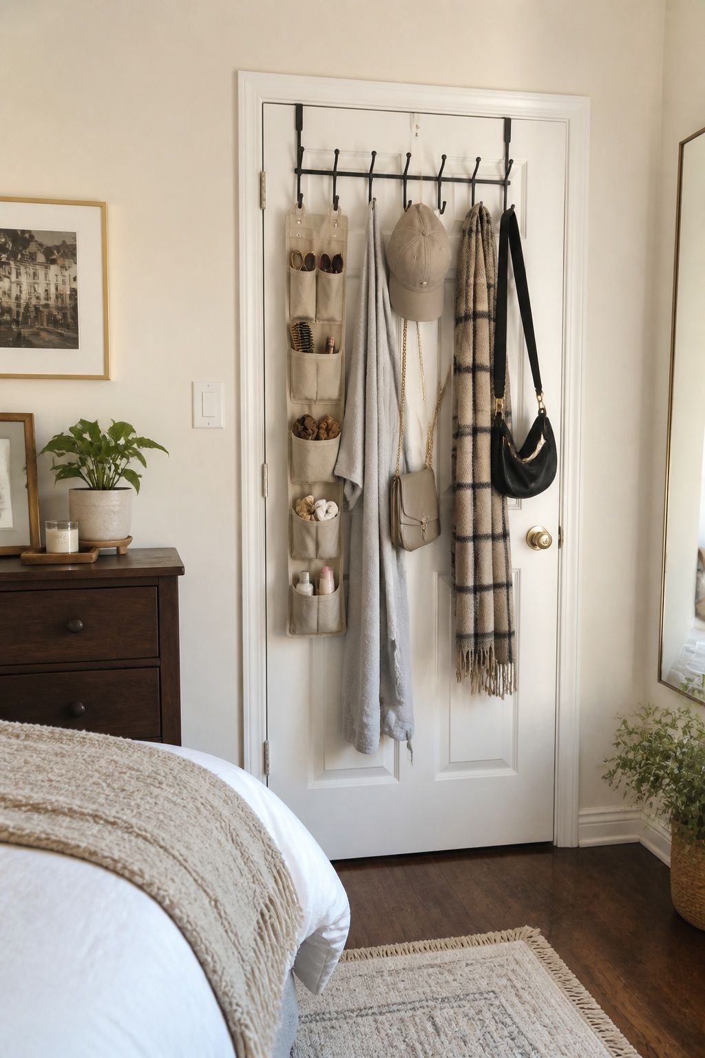 Over-Door Hooks and Organizers small apartment idea for Top 18 Small Apartment Bedroom Ideas for a Space That Actually Feels Big.
