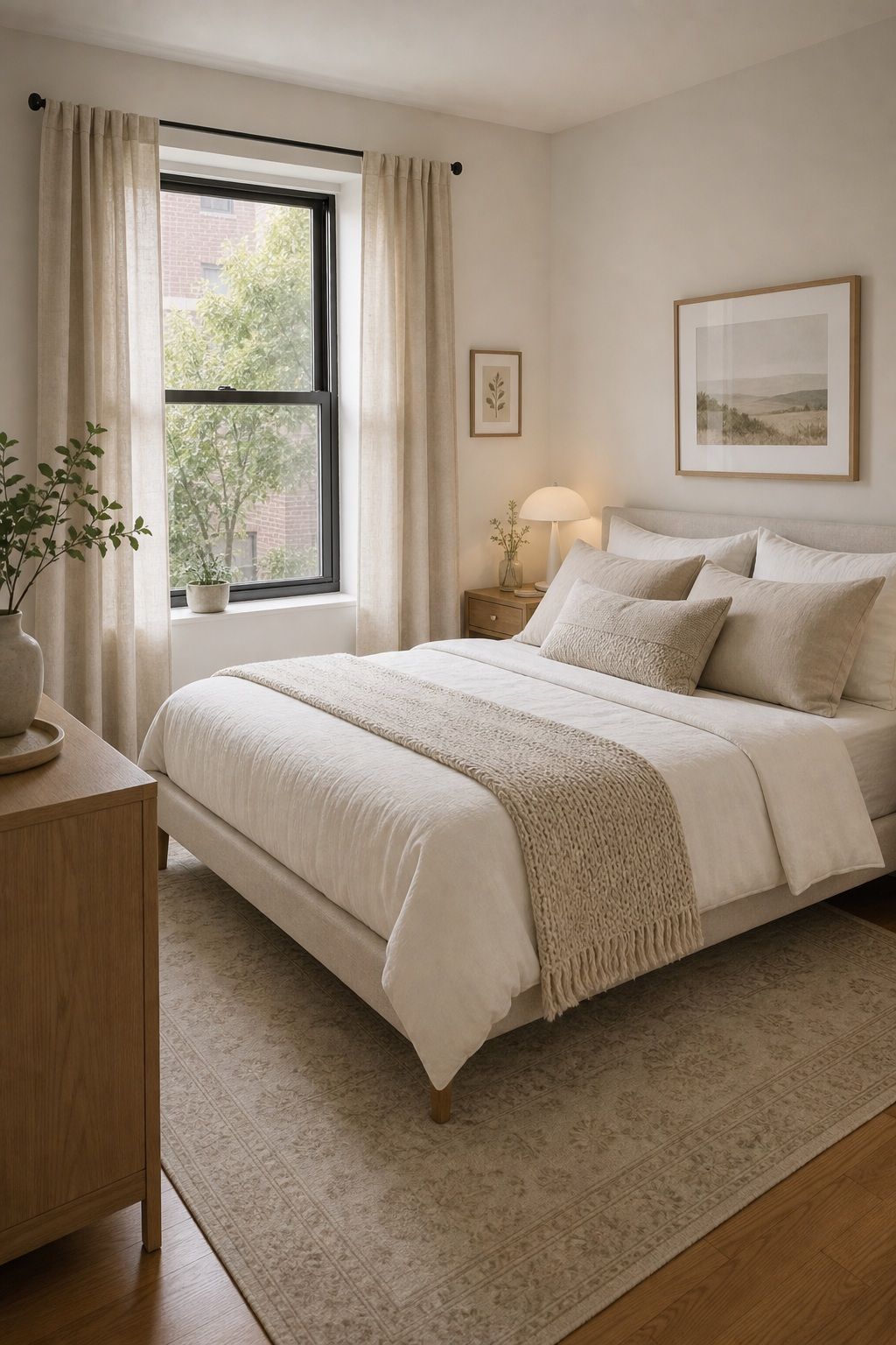 Light or Tone-on-Tone Color Palette small apartment idea for Top 18 Small Apartment Bedroom Ideas for a Space That Actually Feels Big.