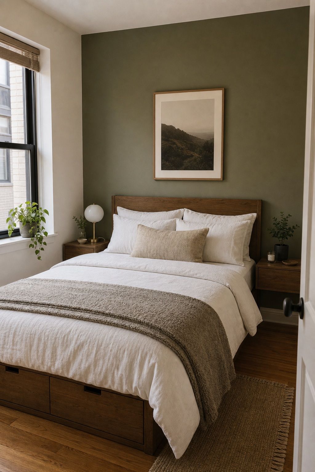 Accent Wall Behind the Bed small apartment idea for Top 18 Small Apartment Bedroom Ideas for a Space That Actually Feels Big.