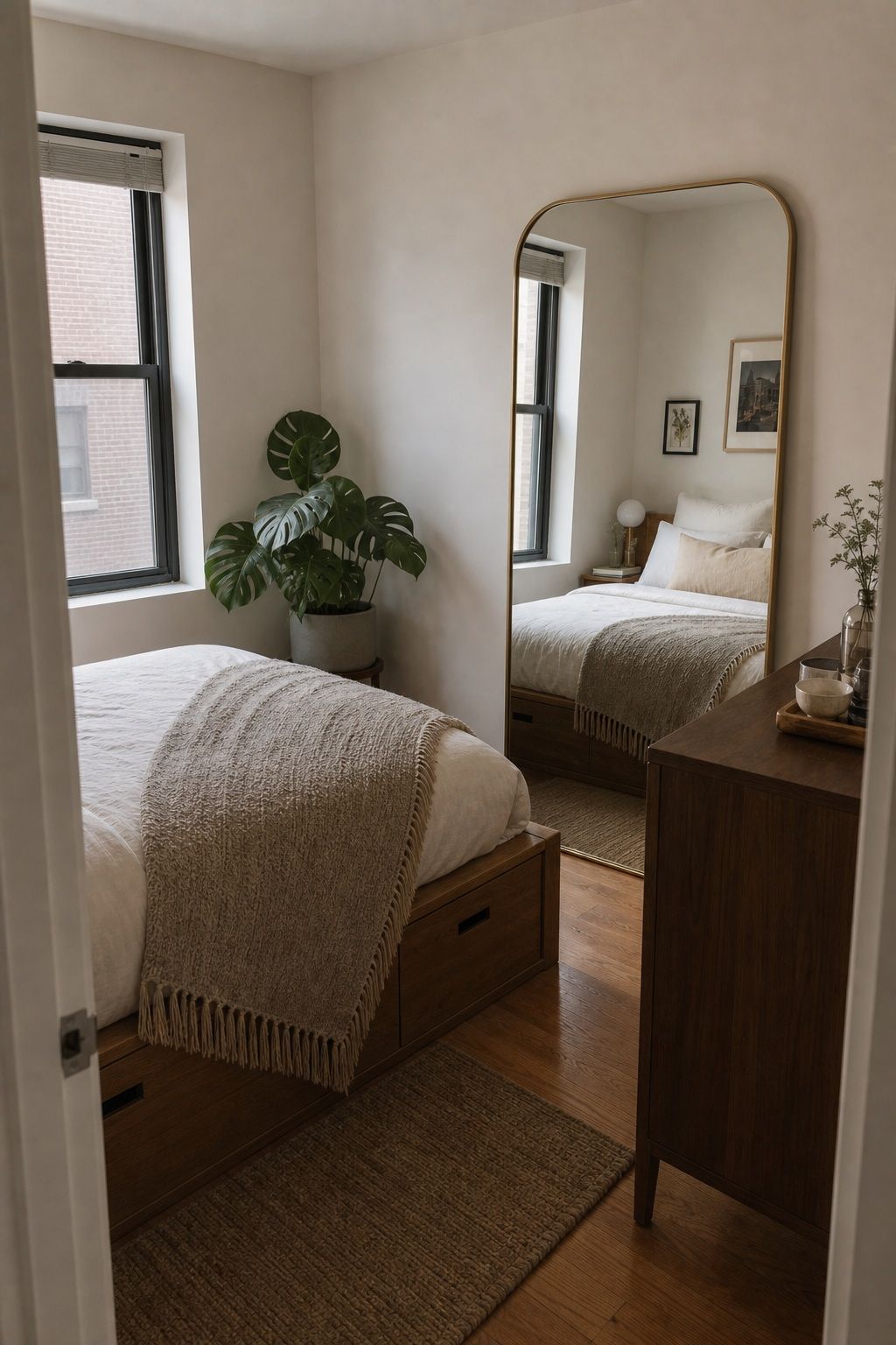 Strategic Mirror Placement small apartment idea for Top 18 Small Apartment Bedroom Ideas for a Space That Actually Feels Big.