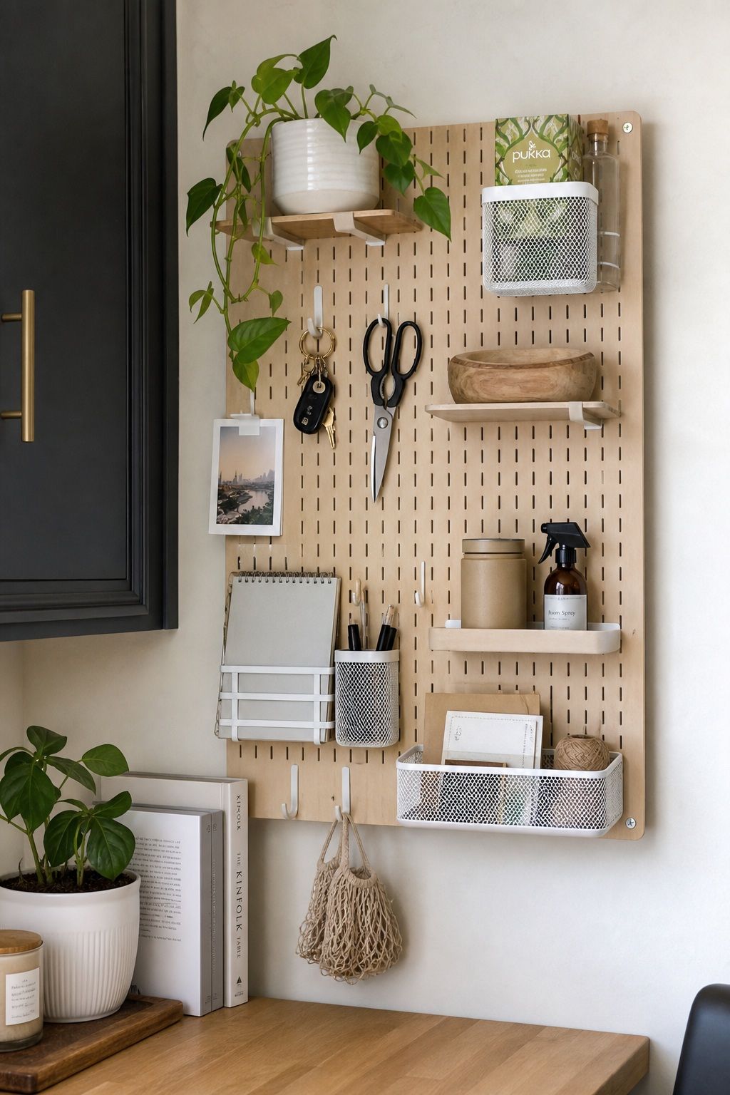 Pegboard Storage Systems small apartment idea for Top 18 Genius Small Apartment Storage Hacks.
