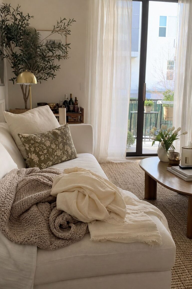 Swap Heavy Textiles for Lighter Weights small apartment idea for Top 18 Spring Decor Ideas for Small Apartments.