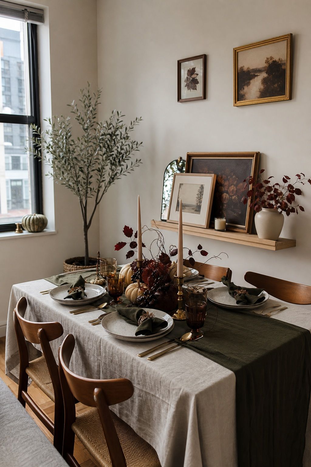 Pick a Color Palette and Commit Warm Earth Moody or Soft Neutral small apartment idea for Top 17 Elegant Table Setting Thanksgiving Decorations to Wow Your Guests for Small Apartments.