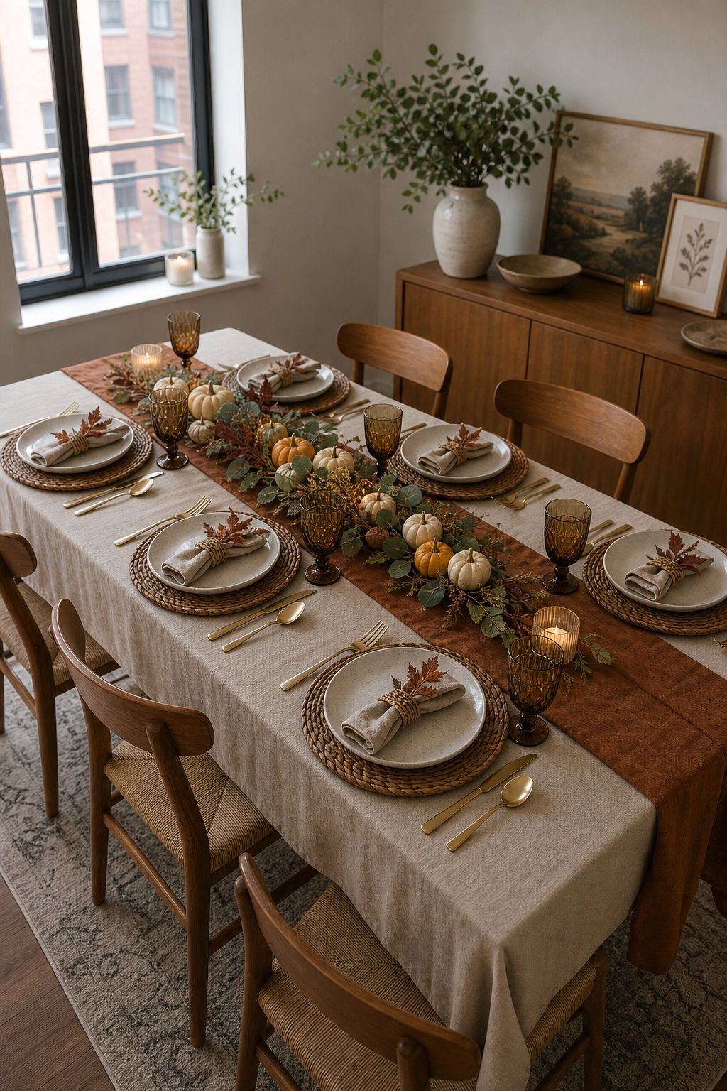 Small Table Styling 4 to 6 Seats Without Crowding small apartment idea for Top 17 Elegant Table Setting Thanksgiving Decorations to Wow Your Guests for Small Apartments.