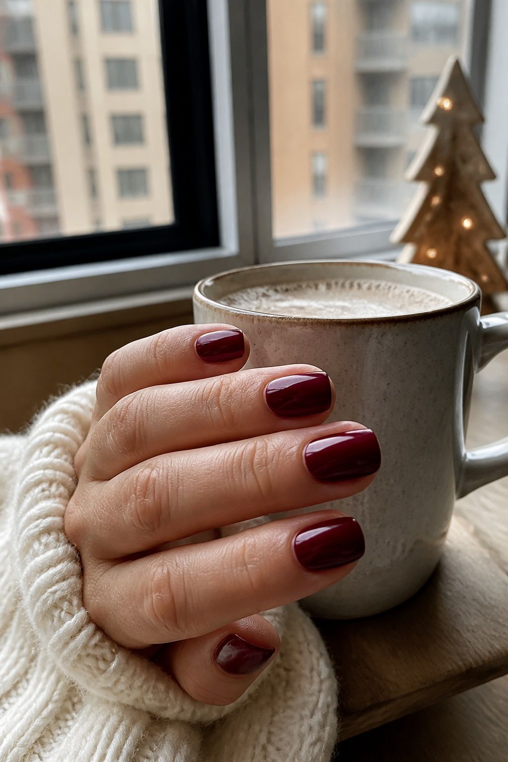 A Deep Cranberry Red small apartment idea for Top 16 Trendy Christmas Nail Ideas for the Holidays.