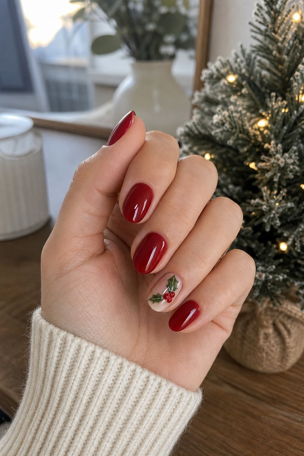 A Single Festive Accent Nail small apartment idea for Top 16 Trendy Christmas Nail Ideas for the Holidays.
