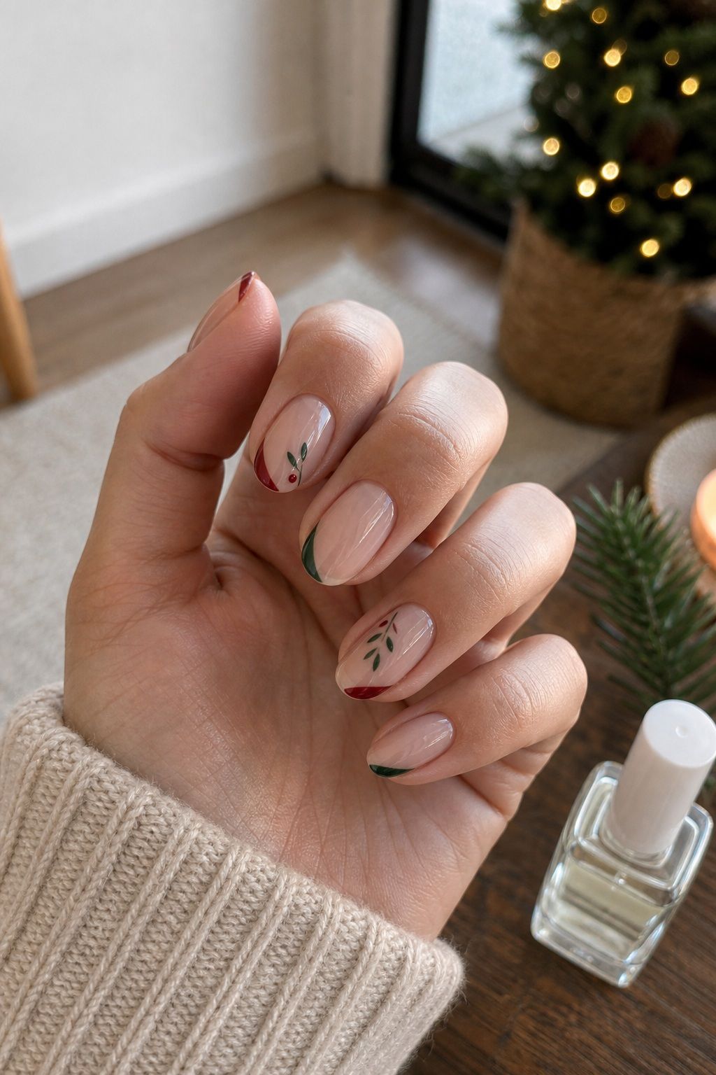 A Negative Space Holiday Look small apartment idea for Top 16 Trendy Christmas Nail Ideas for the Holidays.