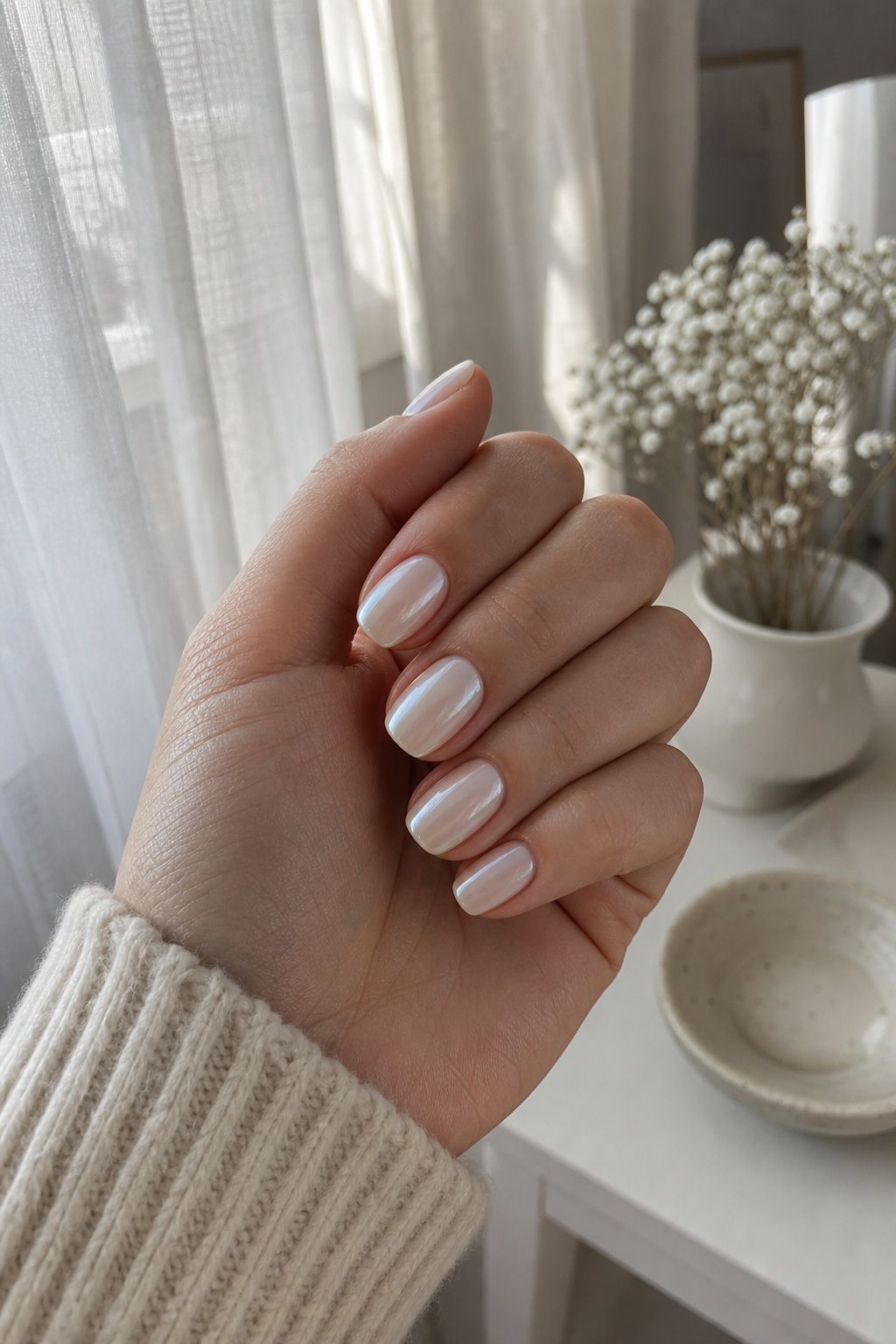A Soft Pearl or Milky Finish small apartment idea for Top 16 Trendy Christmas Nail Ideas for the Holidays.