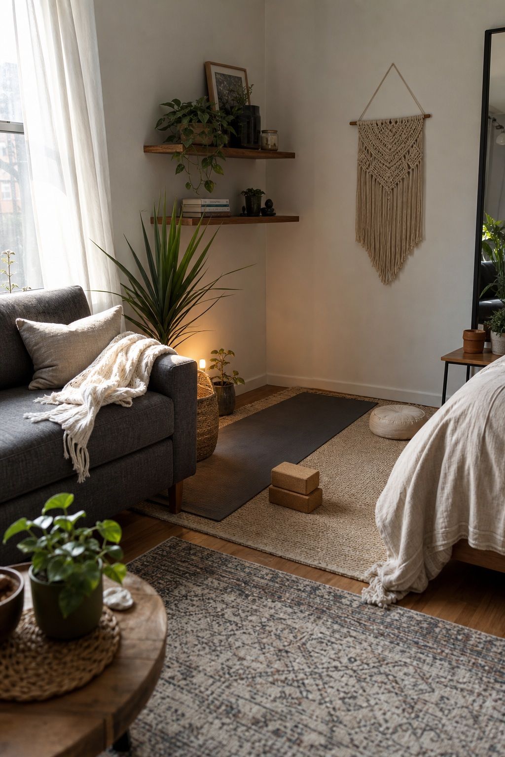 Carve a Yoga Corner From a Shared Room small apartment idea for Top 16 Zen Yoga Room Home Decor Ideas for Small Apartments.