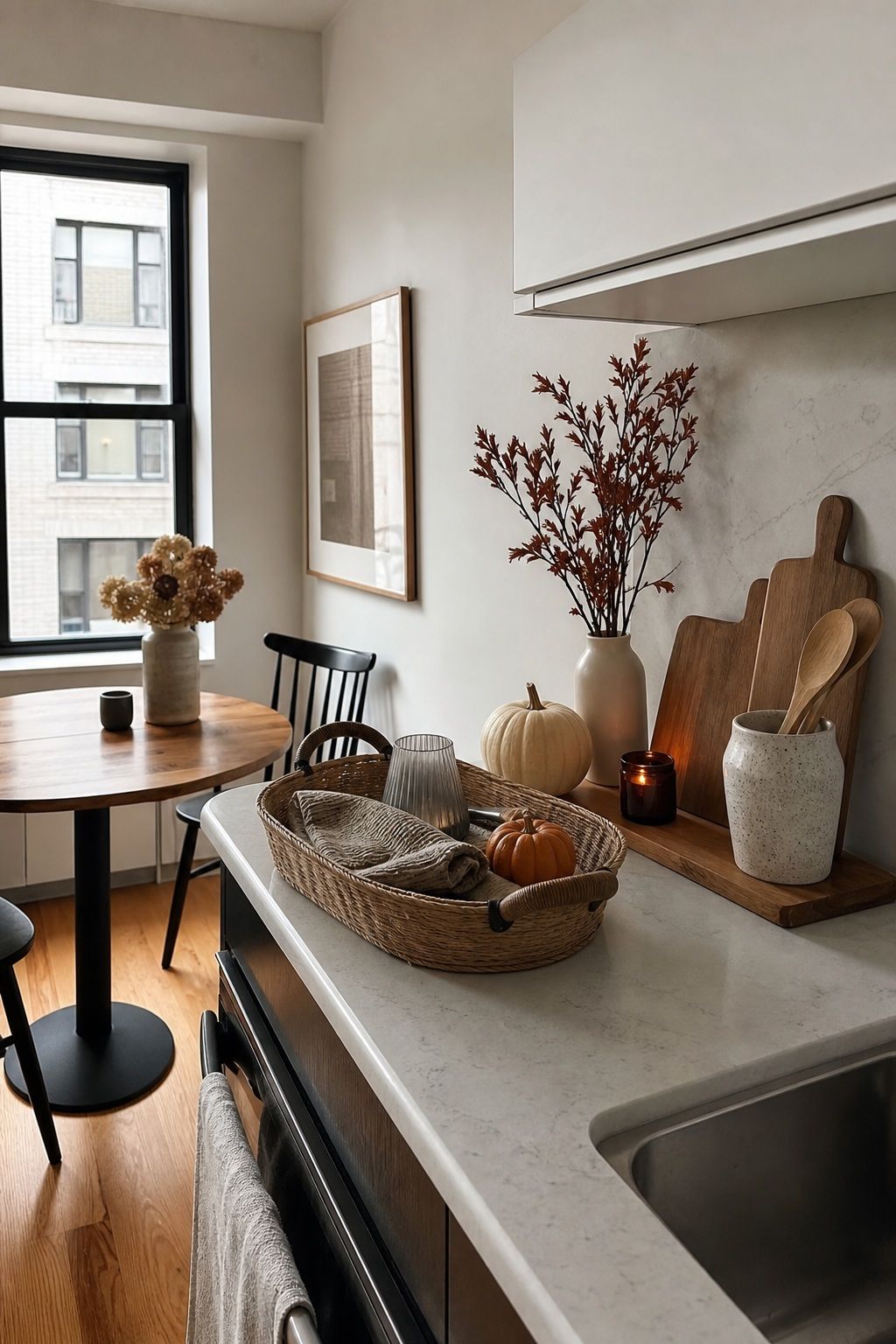 Keep It Light and Edit as You Go small apartment idea for Top 17 Autumn Decor Ideas for the Kitchen in Small Apartments.