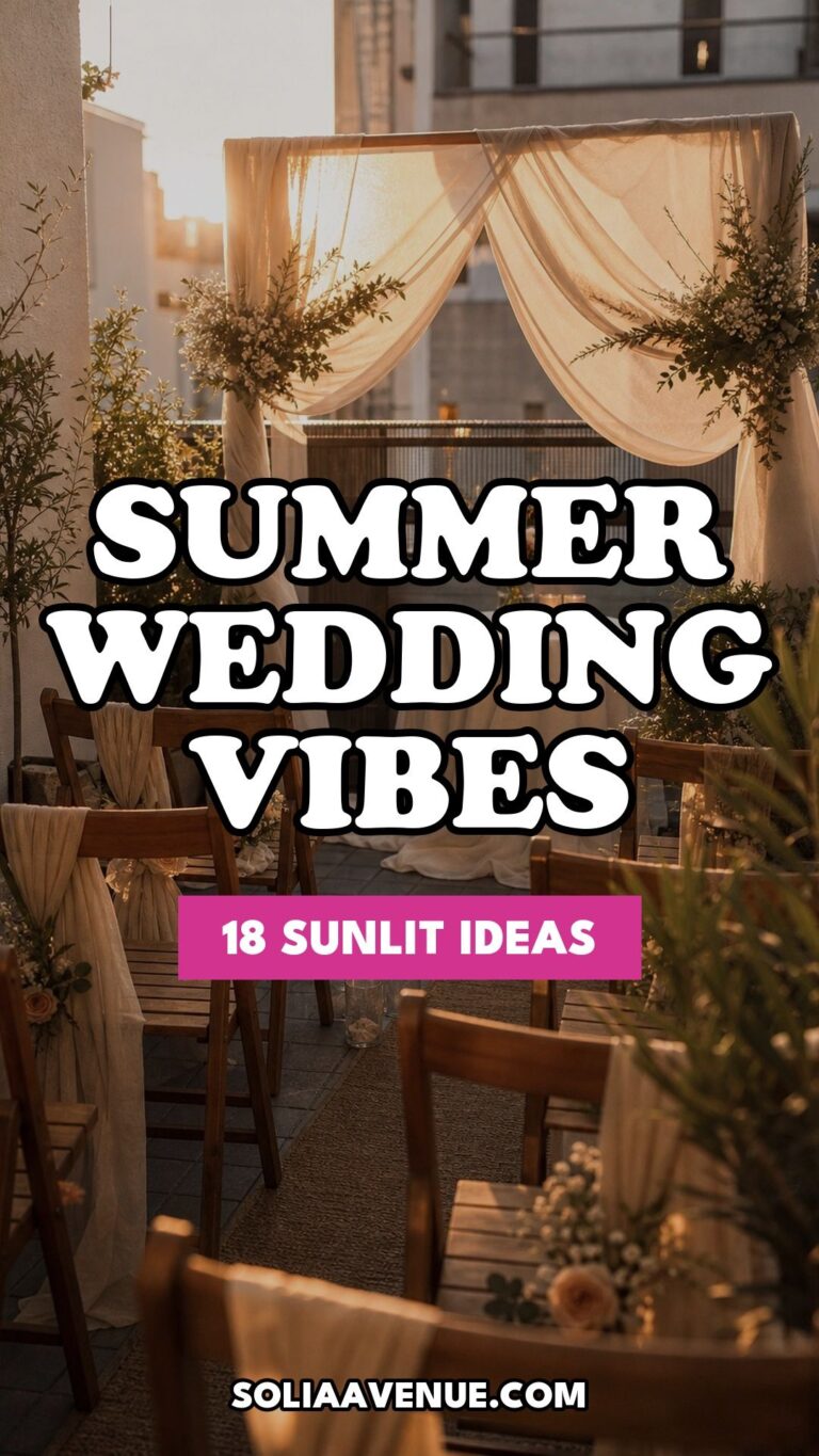 Pinterest pin for Top 18 Summer Wedding Vibe Ideas to Capture That Effortless Sunlit Feel from Solia Avenue.