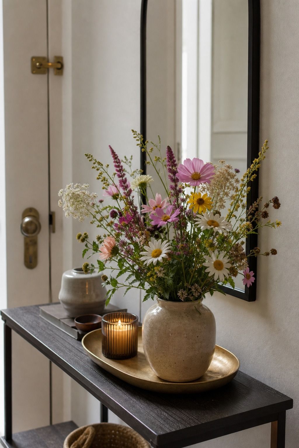 Mixed Garden-Style Bouquet small apartment idea for Top 17 Entryway Table Summer Decor Ideas for Apartments.
