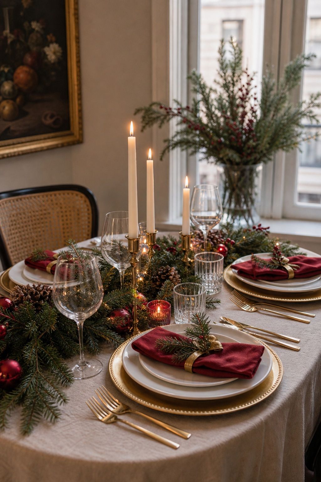 Go Classic With Red and Gold small apartment idea for Top 18 Festive Christmas Table Settings That Bring Holiday Cheer for Small-Space Hosting.