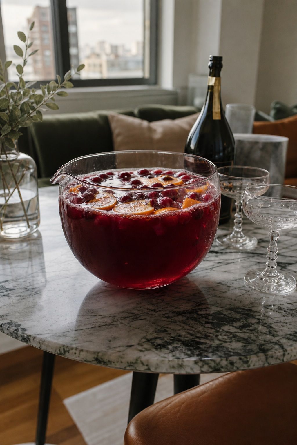 A Cranberry Prosecco Punch small apartment idea for Top 17 Friendsgiving Drink Ideas Your Guests Will Love.