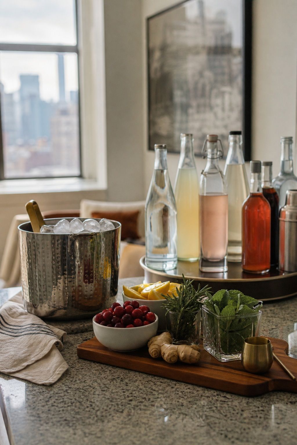 Stock It With Mixers, Ice, and Garnishes small apartment idea for Top 17 Friendsgiving Drink Ideas Your Guests Will Love.