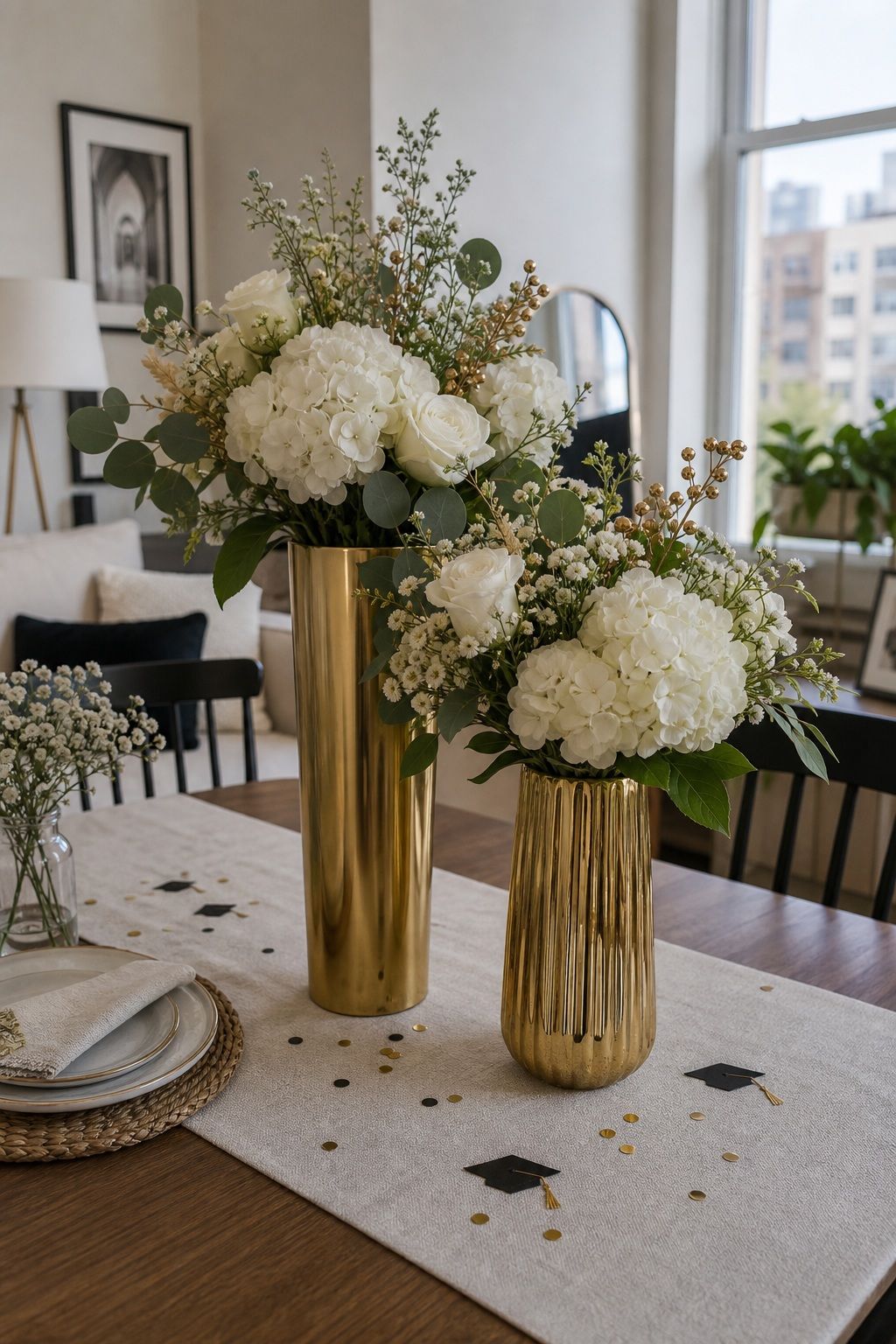 Tall Floral Arrangements in Gold Vases small apartment idea for Top 20 Creative Graduation Centerpieces to Elevate Your Celebration.