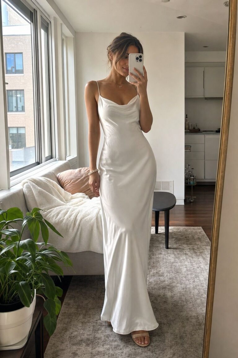 Bias-Cut Satin Slip Dress small apartment idea for Top 16 Best White Graduation Dresses for Every Style and Ceremony.