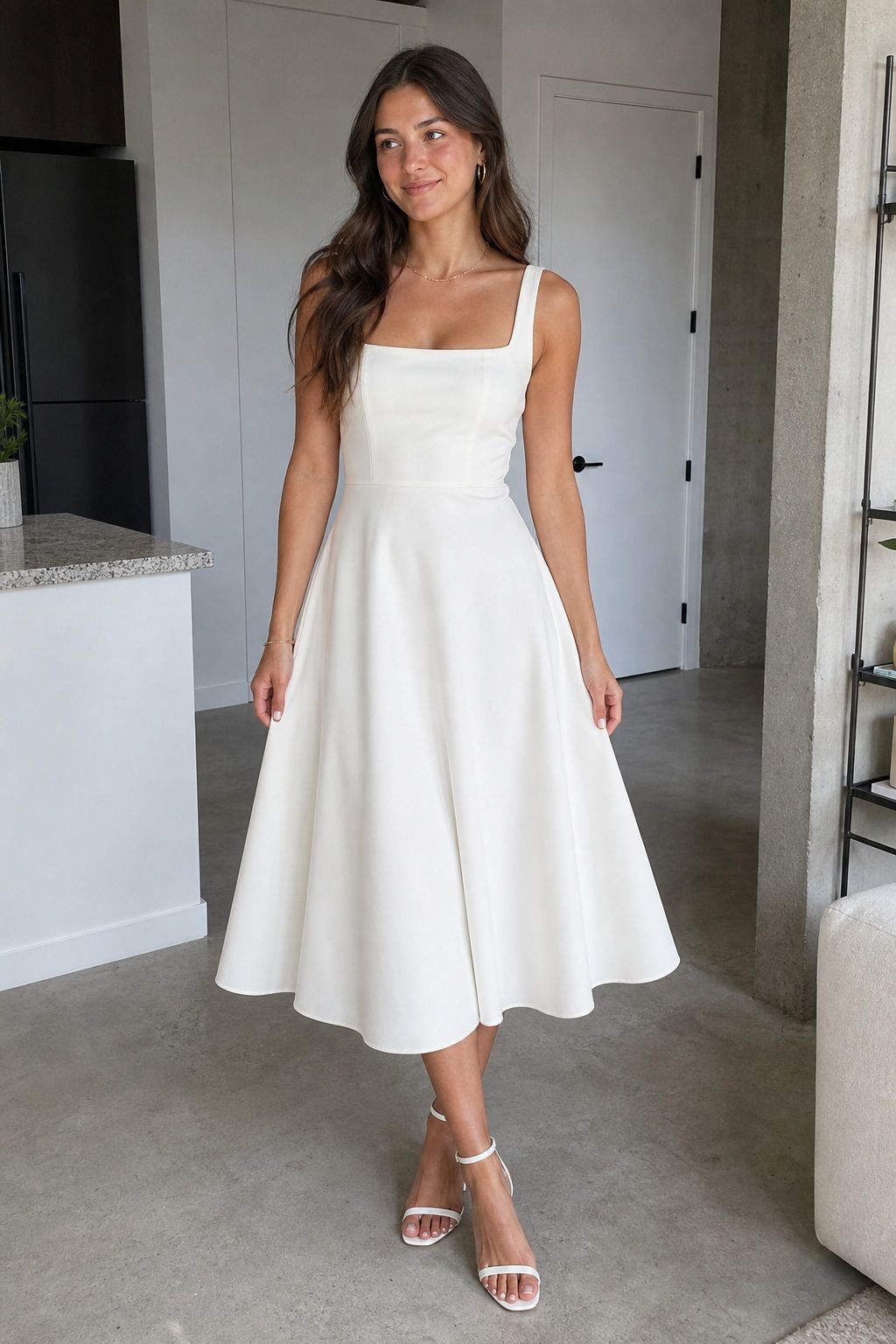 Classic White Midi A-Line Dress small apartment idea for Top 16 Best White Graduation Dresses for Every Style and Ceremony.