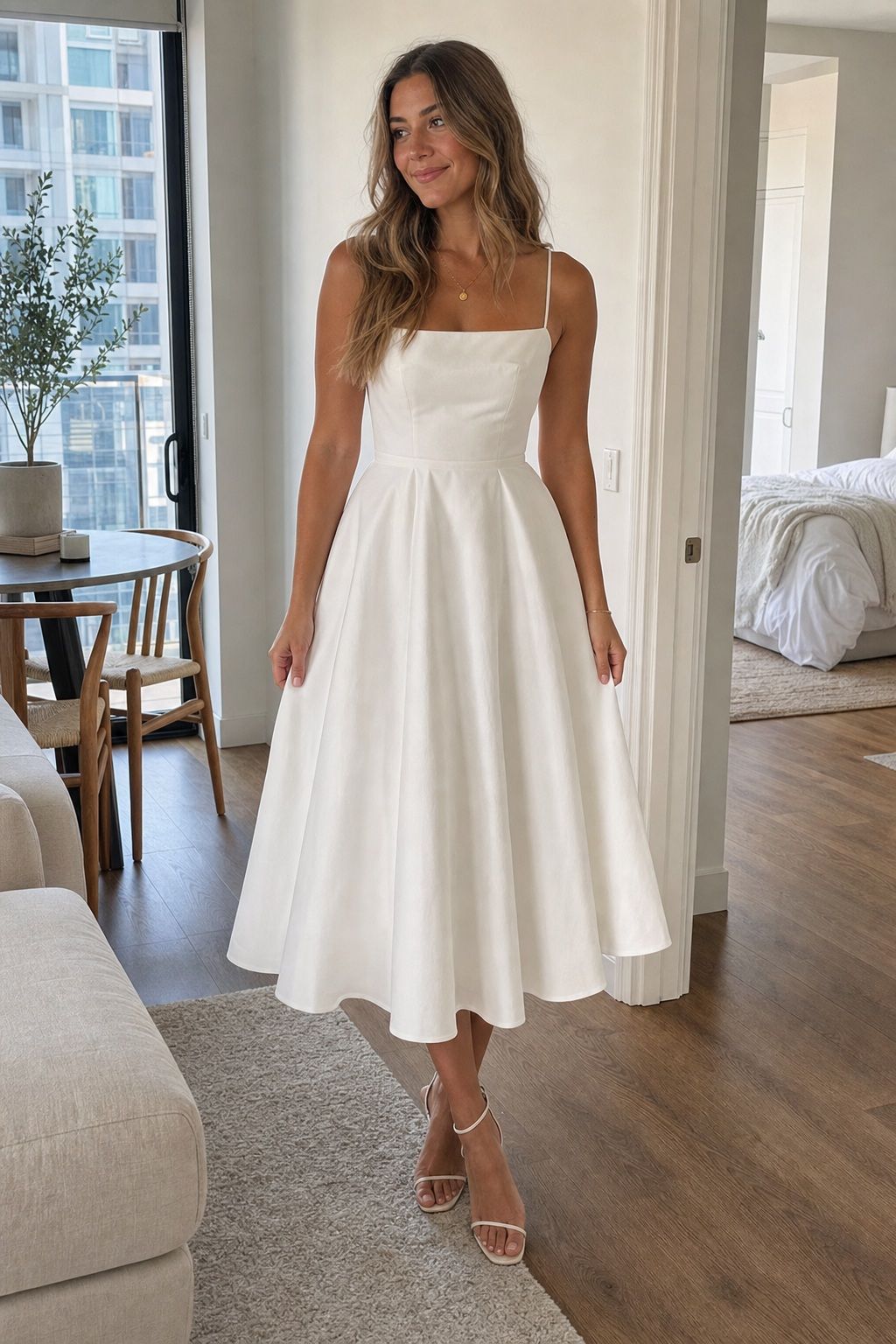 Tea-Length White Dress with Soft Volume small apartment idea for Top 16 Best White Graduation Dresses for Every Style and Ceremony.