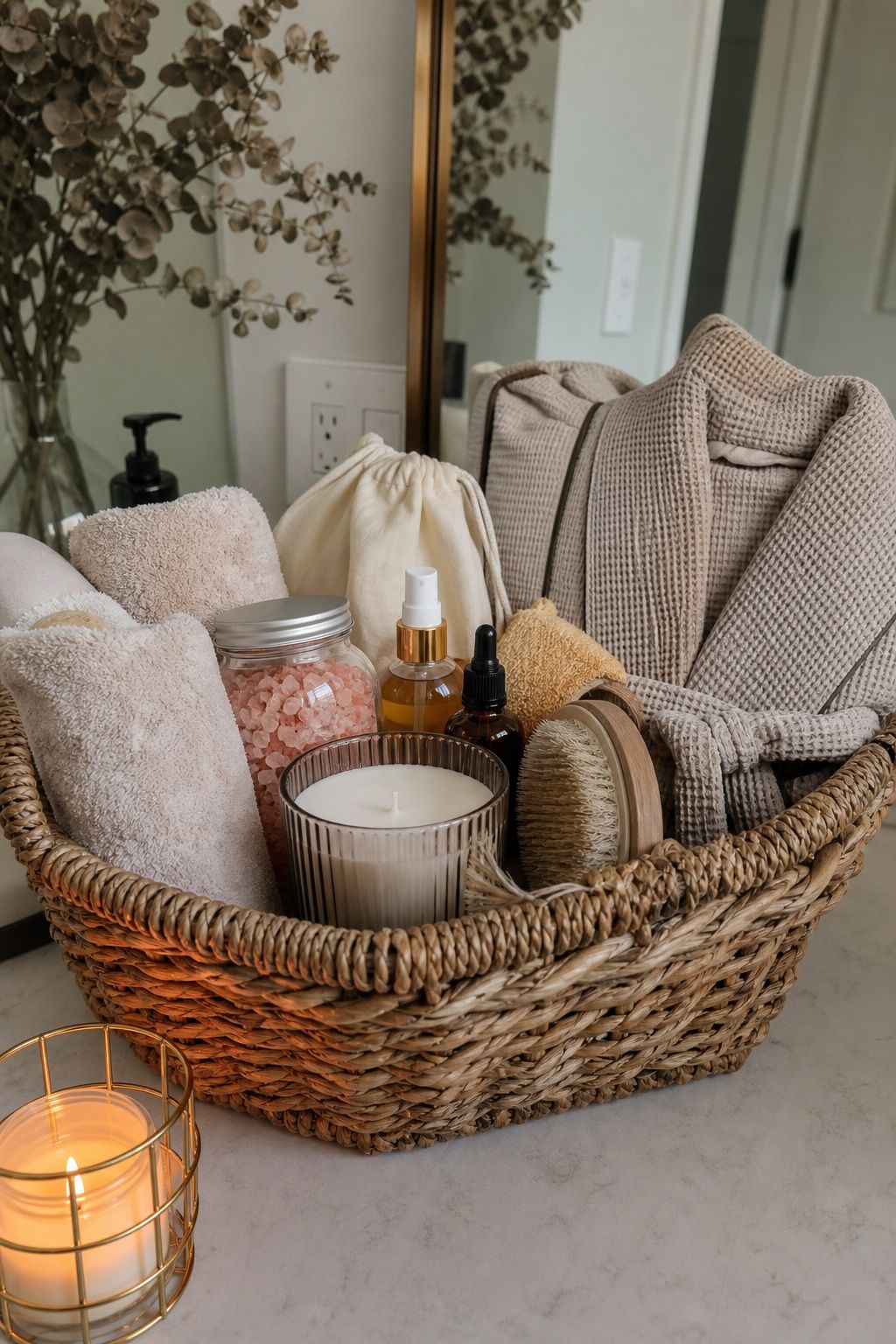 Spa and Self-Care Basket small apartment idea for Top 20 Mother's Day Gift Basket Ideas She Will Actually Use and Love.