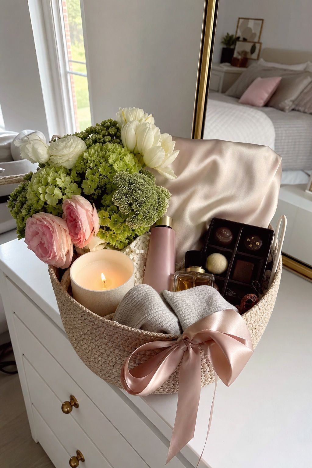 "Things She Never Buys Herself" Basket small apartment idea for Top 20 Mother's Day Gift Basket Ideas She Will Actually Use and Love.
