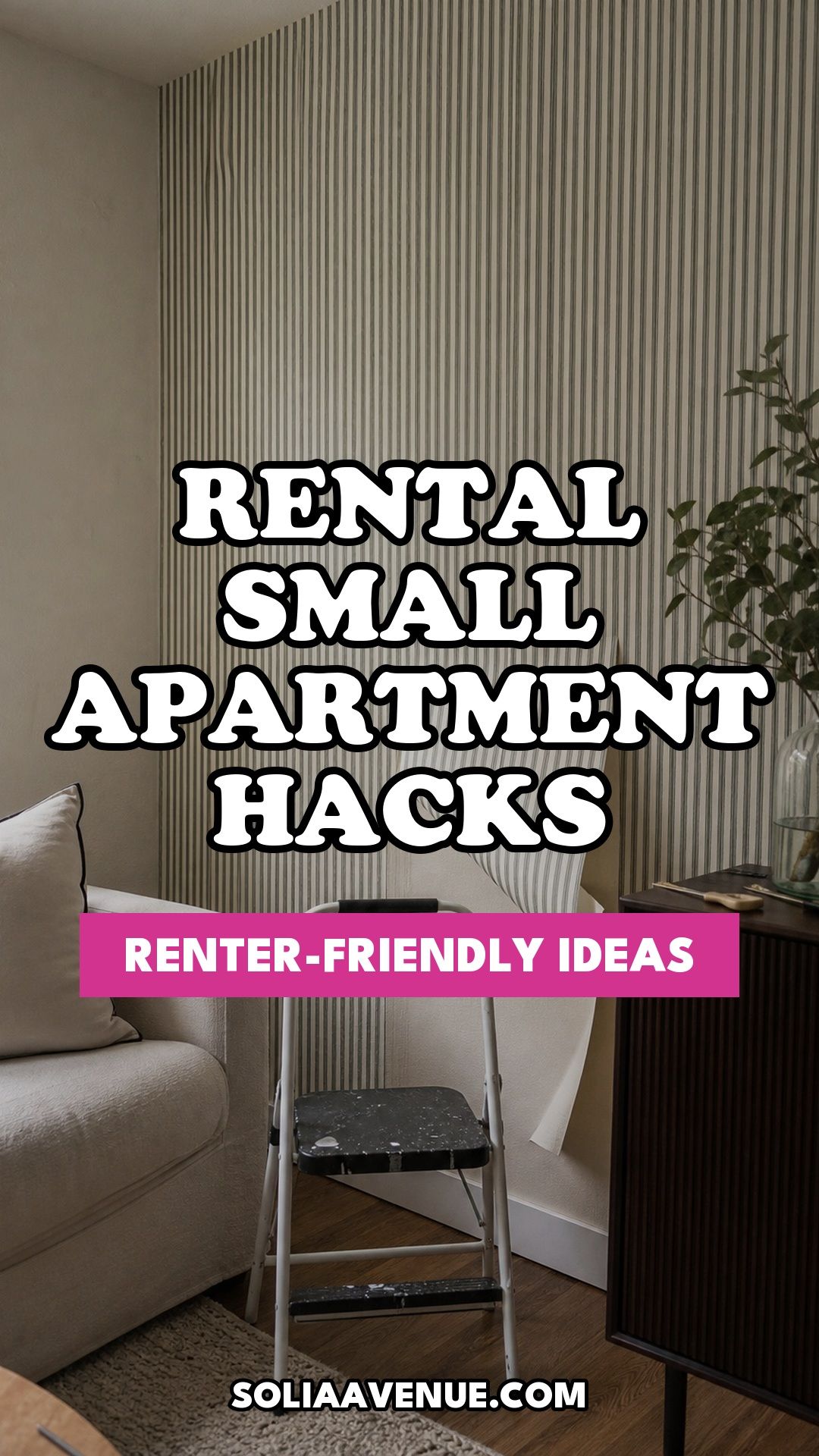 Pinterest pin for Top 20 Best Rental Small Apartment Hacks from Solia Avenue.
