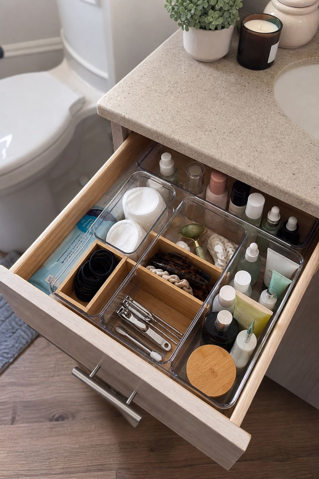Add Drawer Organizers small apartment idea for Top 16 Small Apartment Bathroom Ideas That Maximize Every Inch.