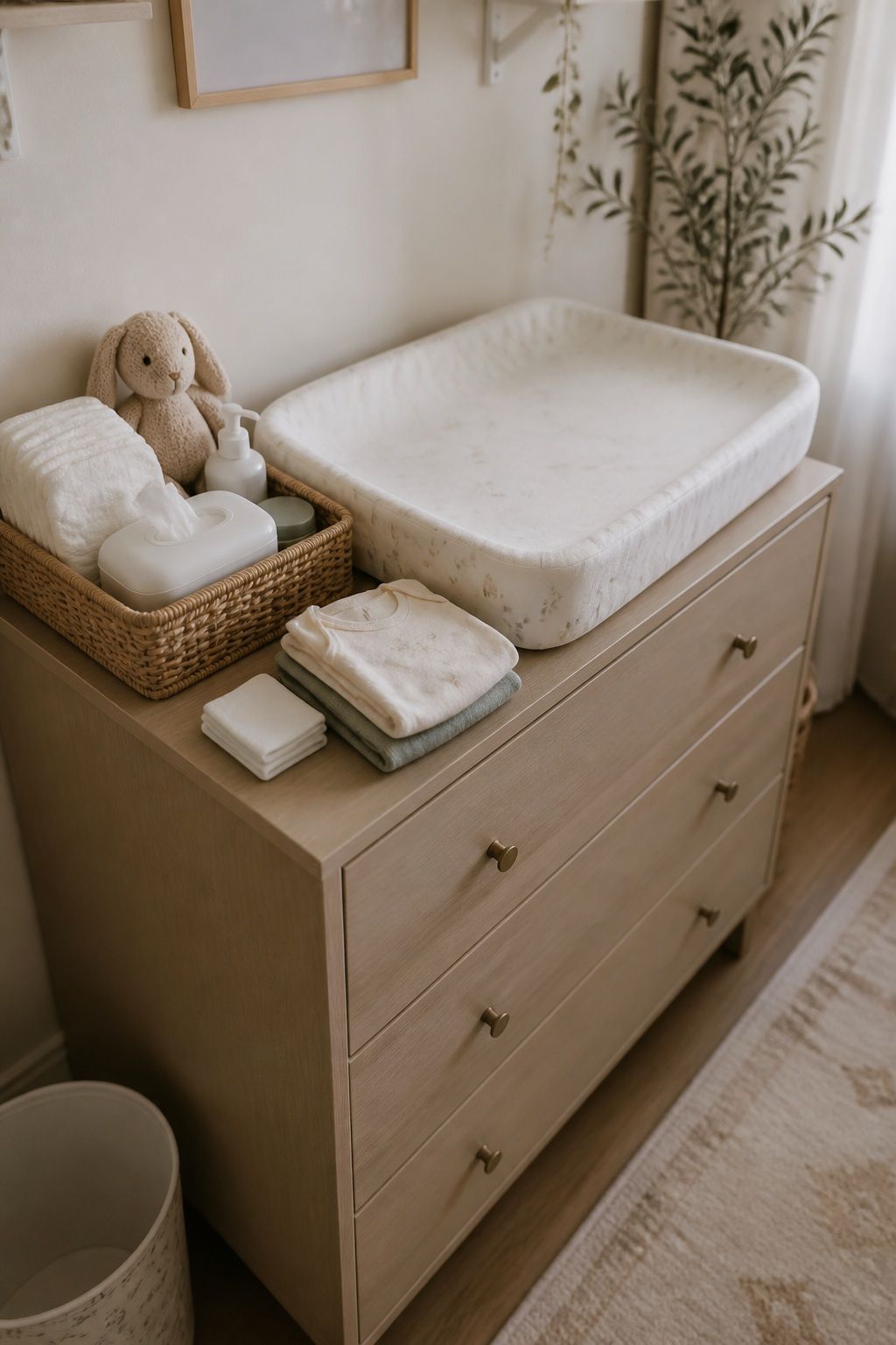 Small Dresser with Removable Changing Pad Topper small apartment idea for Top 16 Small Apartment Nursery Ideas That Maximize Tiny Spaces.