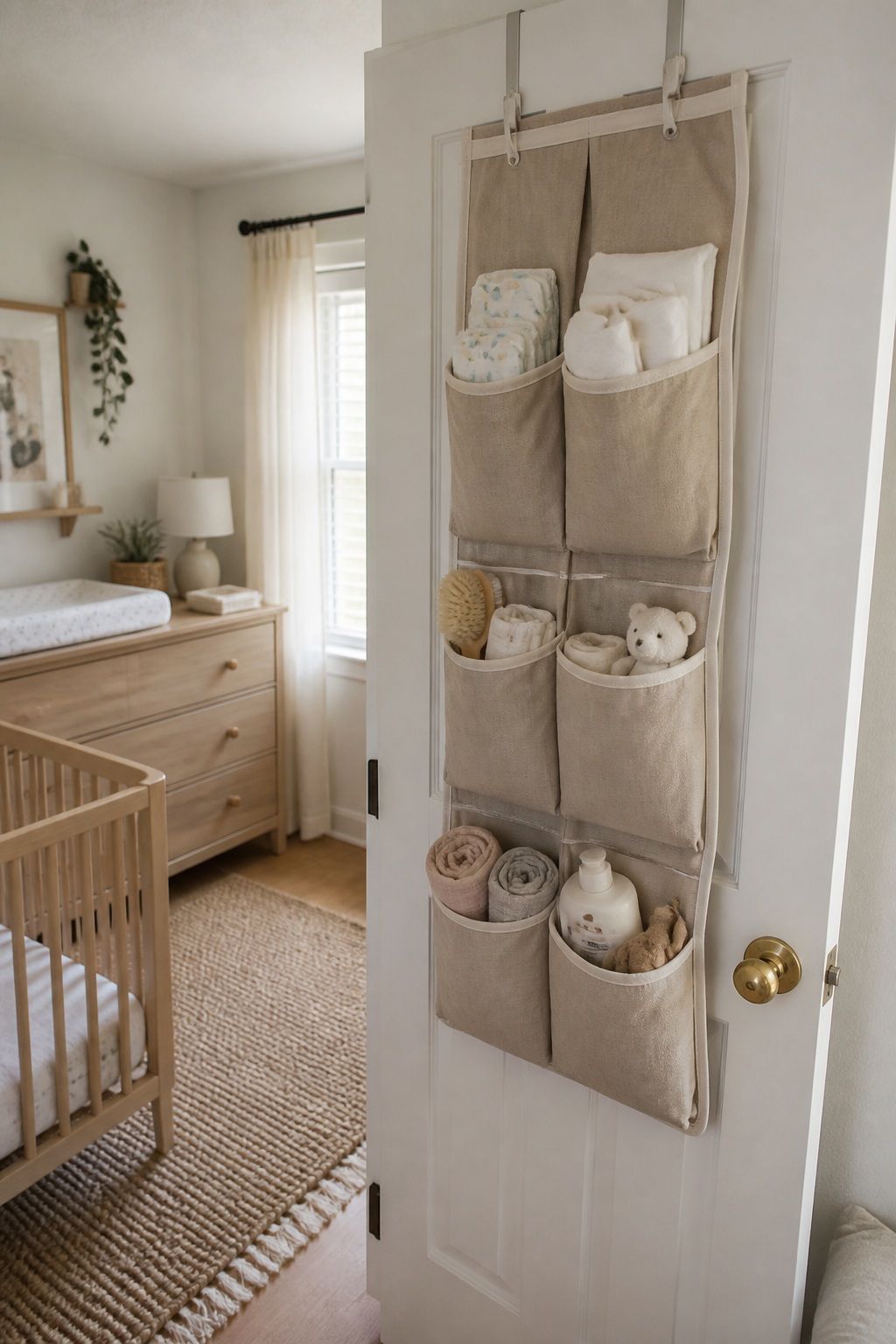 Over-Door Organizers small apartment idea for Top 16 Small Apartment Nursery Ideas That Maximize Tiny Spaces.
