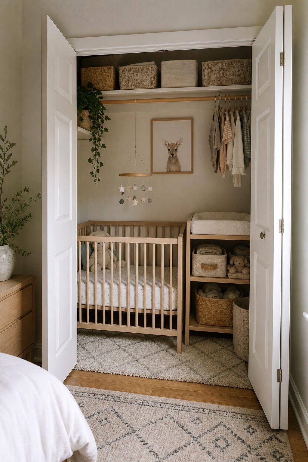Reach-In Closet Conversion small apartment idea for Top 16 Small Apartment Nursery Ideas That Maximize Tiny Spaces.