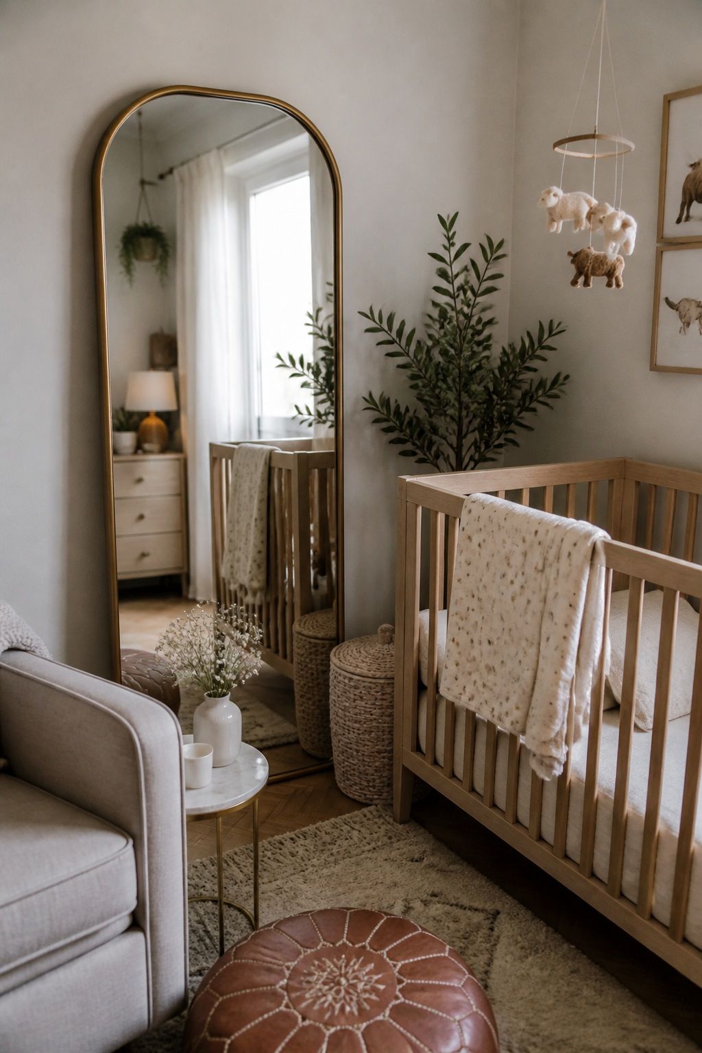 Strategic Mirror Placement small apartment idea for Top 16 Small Apartment Nursery Ideas That Maximize Tiny Spaces.