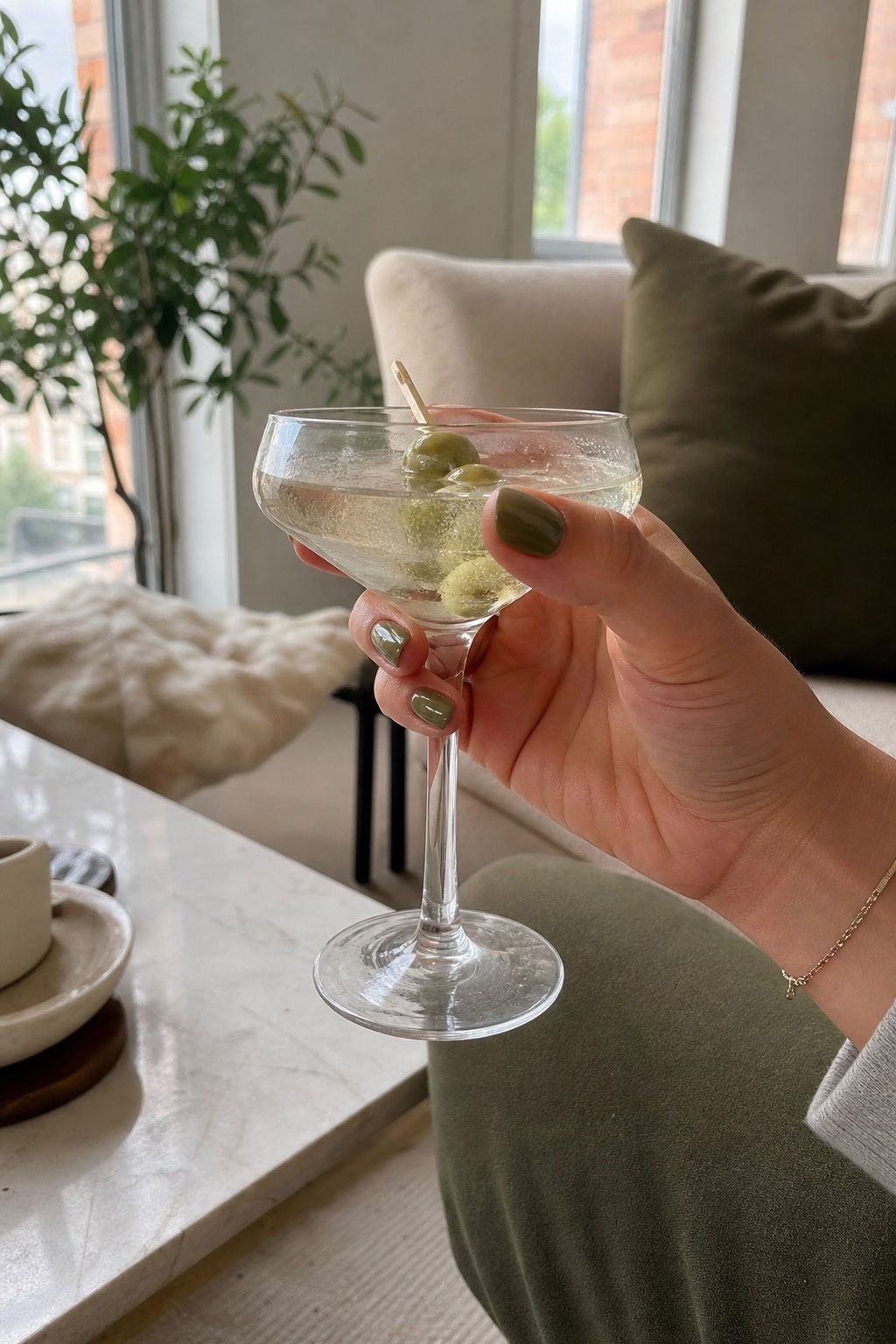 Dirty Martini Olive Green small apartment idea for Top 20 Thanksgiving Nails Ideas to Try This Season for Festive Fingertips.