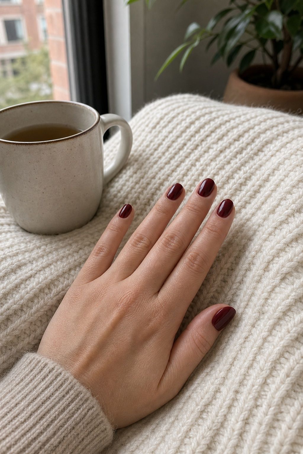 Cranberry Red With Glossy Finish small apartment idea for Top 20 Thanksgiving Nails Ideas to Try This Season for Festive Fingertips.