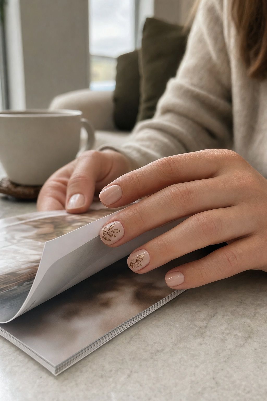 Minimalist Leaf Outlines small apartment idea for Top 20 Thanksgiving Nails Ideas to Try This Season for Festive Fingertips.