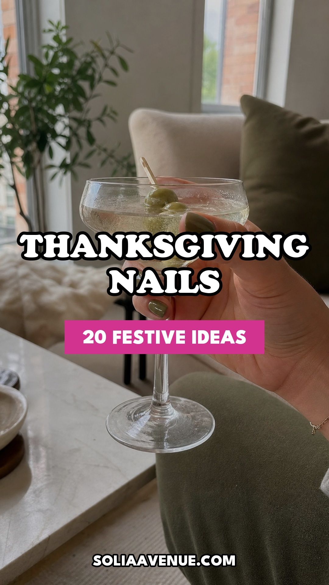 Pinterest pin for Top 20 Thanksgiving Nails Ideas to Try This Season for Festive Fingertips from Solia Avenue.