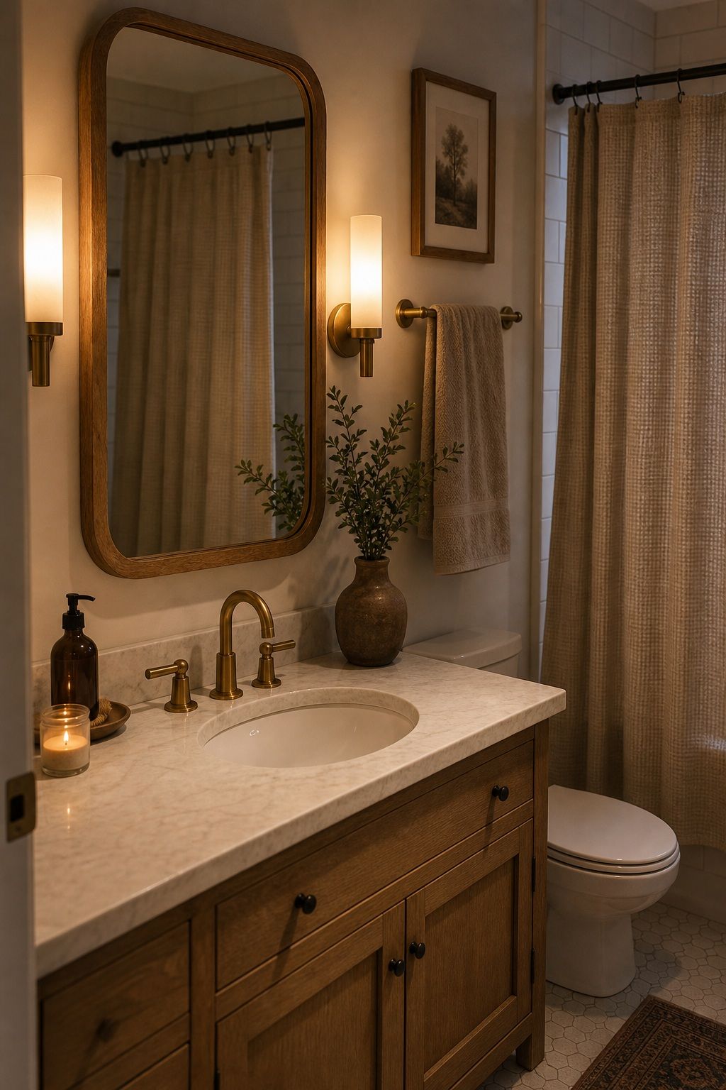 Restyle the Existing Mirror or Shelf small apartment idea for Top 17 Bathroom Christmas Decor Ideas for Small Apartments.